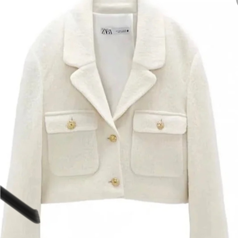 ZARA Women Tweed Blazer M, White